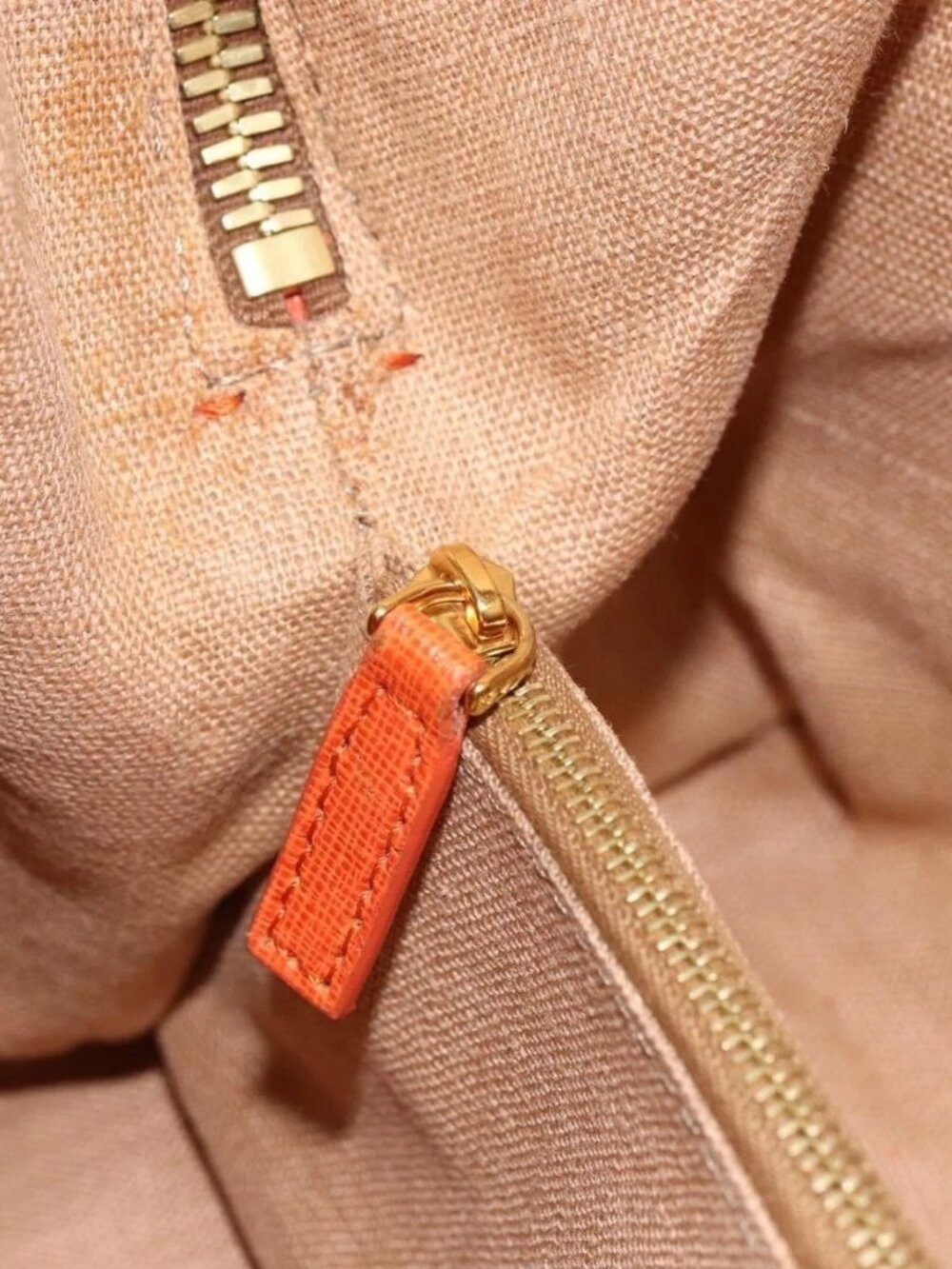 FENDI Chameleon Hand Bag Canvas Leather 2way Orange Gold Auth 172513 - Picture 12 of 16